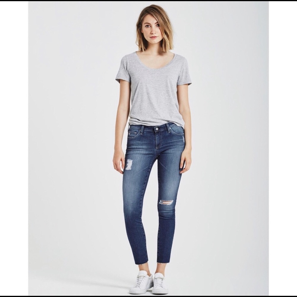 Ag super skinny jeans, frayed hem. Never worn!